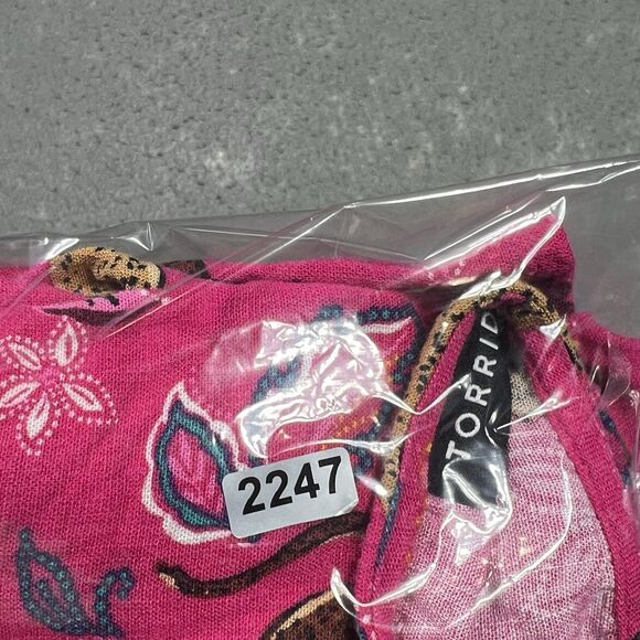 Torrid Dress Womens Sz 10-12 Pink Blue Paisley Tigers Buttons Boho Chic No Belt - Picture 12 of 13